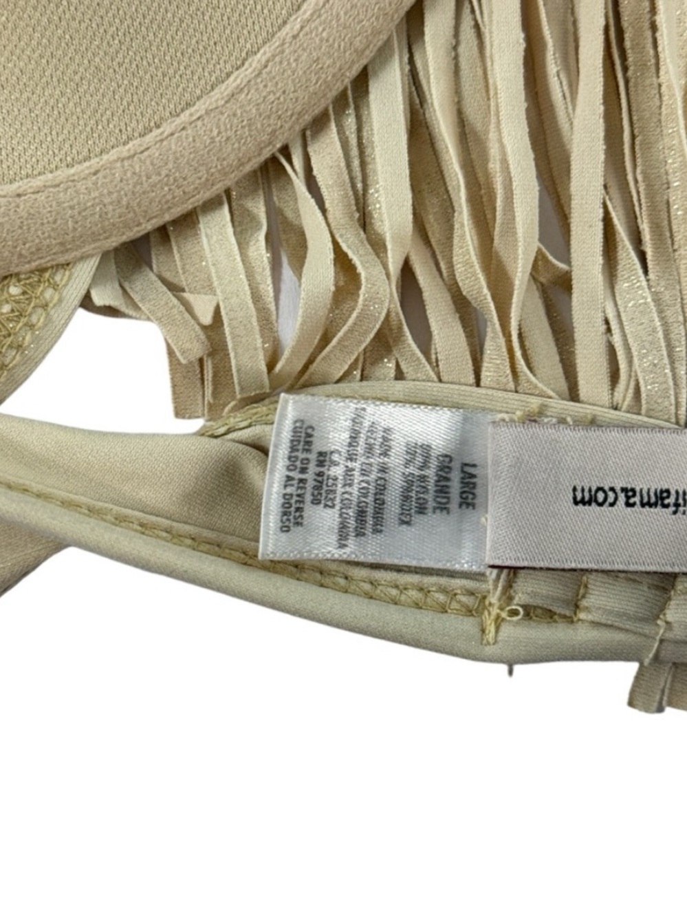 Luli Fami Fringed Gold Bikini Top ONLY - Picture 11 of 13
